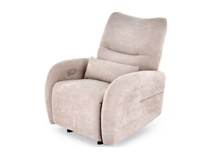 Fotoliu SAXON cu recliner electric, functie de leganare, port USB pentru incarcare telefon, material textil beige 55x85-155xH81-102cm