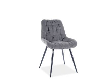 Scaun tapitat PRAGA FIORD confortabil, material textil grey 49x60xH84cm, picioare negre