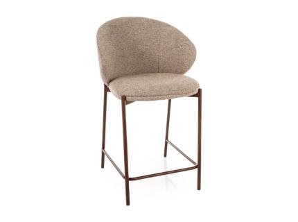 Scaun tapitat pentru bar KIOTO H-2 material textil beige 54x56xH90cm, picioare nut 