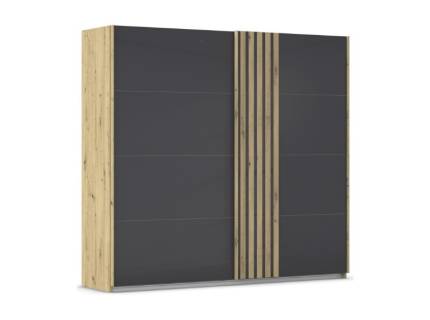 Dulap cu usi glisante MOSBACH 226x210x62cm stejar Artisan/ sticla basalt