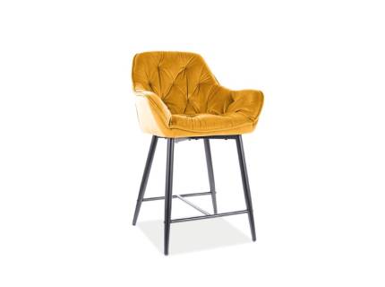 Scaun tapitat pentru bar CHERRY VELVET H-2 catifea curry  56x56xH87cm, picioare negre