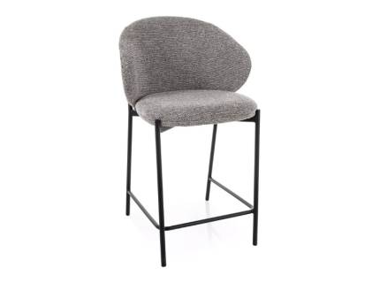 Scaun tapitat pentru bar KIOTO H-2 material textil grey 54x56xH90cm, picioare negre