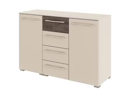 Comoda cu 2 usi si 4 sertare LUANA 120x81x42cm champagne/ Atlantic Dark, manere champagne 