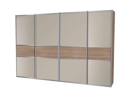 Dulap cu 4 usi glisante 400x240x68cm stejar sonoma/ sand - decor stejar sonoma, manere crom model 108D SINFONIE PLUS 