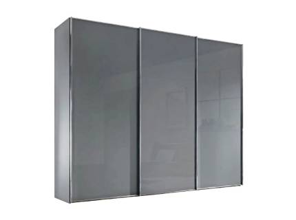 Dulap cu 3 usi glisante 280x240x68cm gri mat/ sticla gri maner crom, model 03 SINFONIE PLUS 