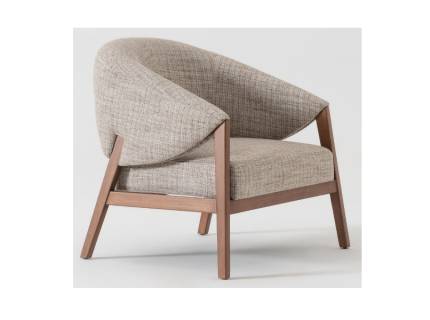 Fotoliu SIENA cu design rotunit, picioare si cadru din lemn, premium, personalizabil 90x83xH82cm