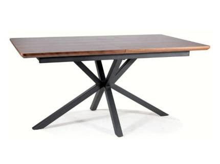 Masa extensibila LOGAN din MDF si furnir natural nuc, metal negru 160-200x90xH75cm