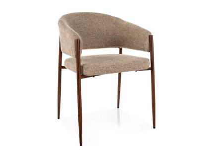 Scaun tapitat AKITA material textil cappuccino 56x62xH78cm, picioare si cadru nut 