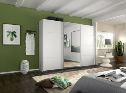 Dulap cu usi glisante KULMBACH 203x229x62cm alb alpin/oglinda configurabil