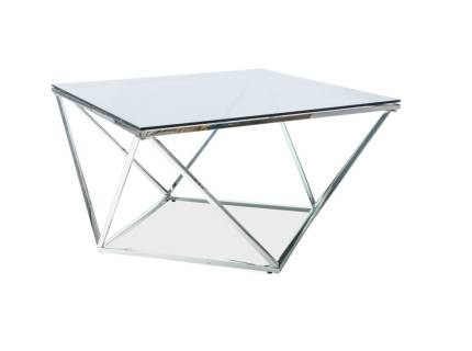 Masuta SILVER A din sticla securizata termorezistenta fumurie, metal crom 80x80xH45cm