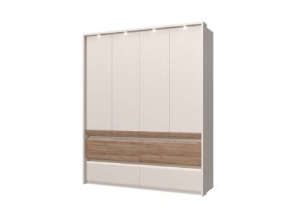 Dulap cu 4 usi si 4 sertare INVICTUS 187x226x60cm casmir/ stejar tabac