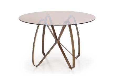 Masa LUNGO din sticla bronz, metal auriu antic 120xH76cm