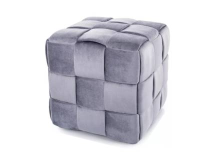 Taburet CASEL VELVET cu design impletit, catifea gri 42x42xH42cm
