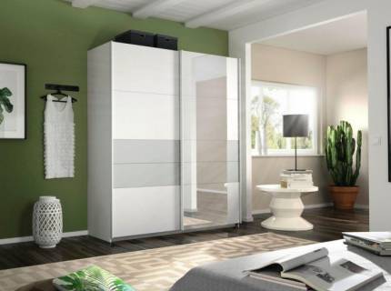 Dulap alb alpin/silk grey 181x210x62cm BOSTON EXTRA