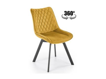 Scaun tapitat K520 rotativ, catifea curry 46x47xH80cm, picioare negre
