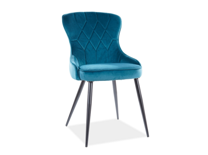 Scaun tapitat LOTUS VELVET catifea turcoise 52x61xH91cm, picioare negre