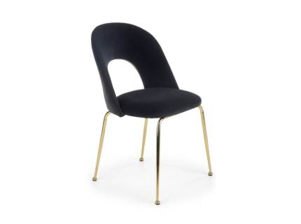 Scaun tapitat K385 catifea black 54x59xH88cm, picioare aurii