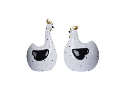 Set cocos cu gaina din ceramica alb 13x21.5x8.5cm / 12x16x8.5cm